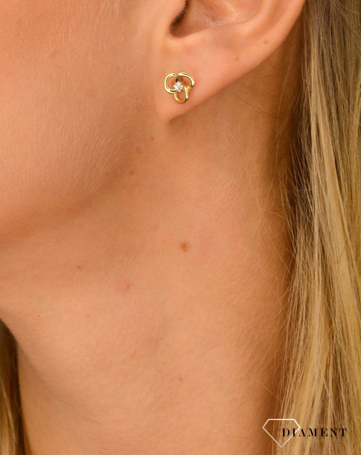 Złote kolczyki 585 kwiatki z cyrkonią KL 2806.jpg